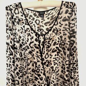 Torrid Wrap Blouse Top, Elastic Waist, Animal Print, Size 2